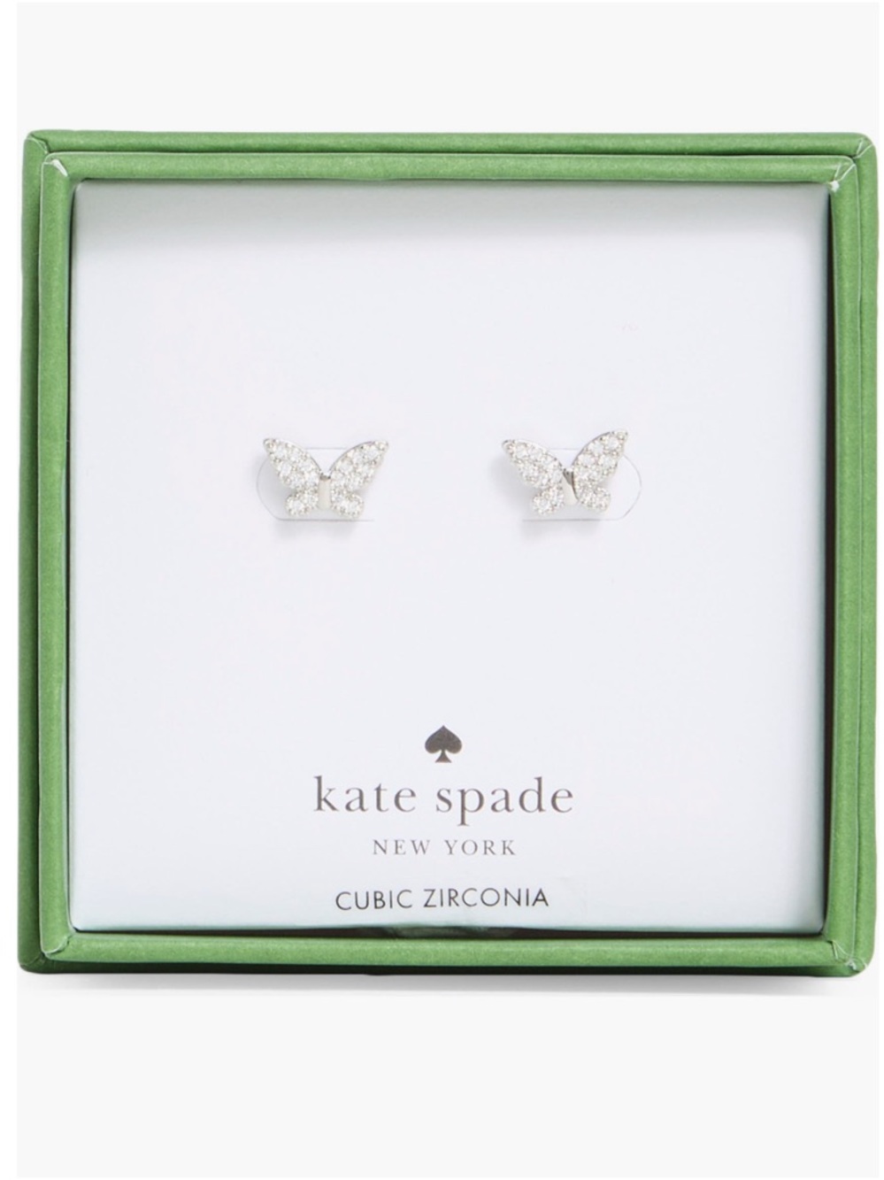 kate spade Silver-Tone Cubic Zirconia Butterfly Stud Earrings